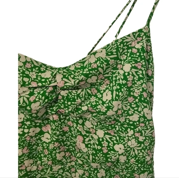 Zara 90s floral print green strappy split skirt maxi dress NWT Large - Picture 5 of 16